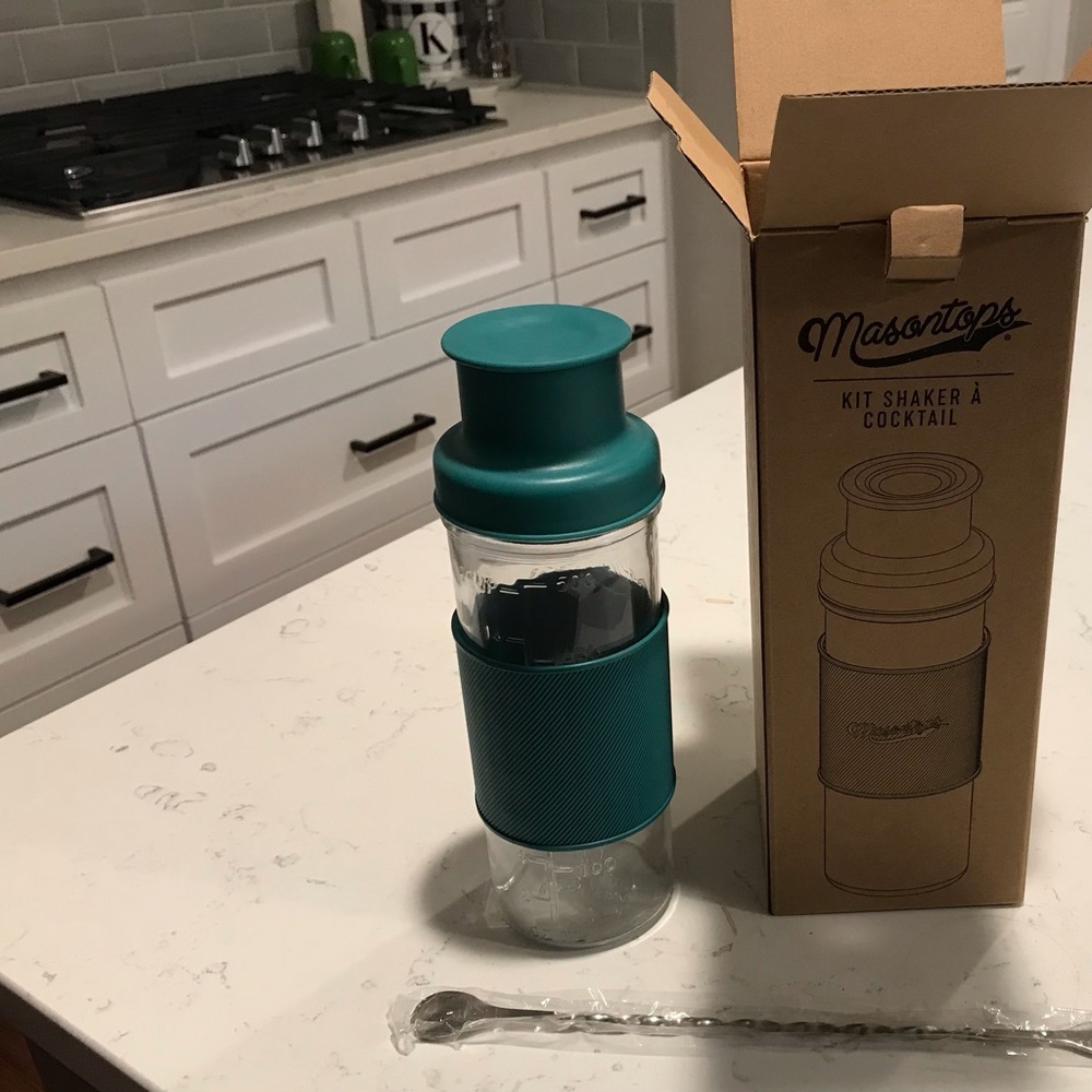 Masontops Mason Jar Cocktail Shaker Kit Teal